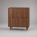 Sideboard mit 4 Türen aus MDF mit Walnussfurnier, Walnussbraun, 100 × 40 × 120 cm