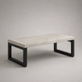 Rechteckiger Couchtisch aus MDF und Stahl in Betonoptik, Grau/Schwarz, 110 × 60 × 45 cm
