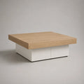 Quadratischer Couchtisch aus MDF mit Eichenfurnier, Eiche Natur/Weiß, 90 × 90 × 40 cm