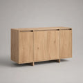 Sideboard aus MDF mit Eichenfurnier, 4 Türen, Eiche Natur, 150 × 40 × 85 cm