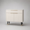 Sideboard mit 1 Schublade und 2 Türen aus MDF und Stahl, Weiß/Schwarz/Goldfarben, 100 × 40 × 90 cm