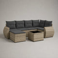 8-teiliges Garten-Loungeset, U-förmiges Gartensofa mit Hocker und Tisch aus PE-Rattan, Beige/Anthrazit/Schwarz, 318 × 230 × 84 cm