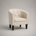 Cocktailsessel mit Armlehnen, Stoffbezug und Knopfheftung, Creme/Schwarz, 76 × 71 × 82 cm