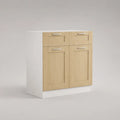 Küchenunterschrank aus MDF und Spanplatte mit Arbeitsplatte, 2 Türen und 2 Schubladen, Eiche hell und Weiß, 80 × 60 × 85 cm
