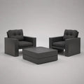 3-teiliges Garten-Lounge-Set aus Aluminium in Anthrazit, 2 Sessel 82 × 78 × 72 cm und Tisch 90 × 70 × 38 cm, mit Polsterauflagen