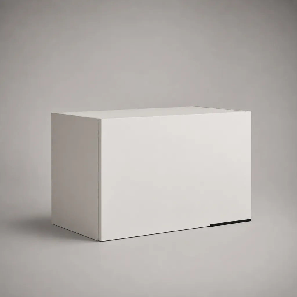 Küchenhängeschrank aus melaminbeschichteter Spanplatte mit Klapptür, Weiß/Schwarz, 80 × 32 × 60 cm